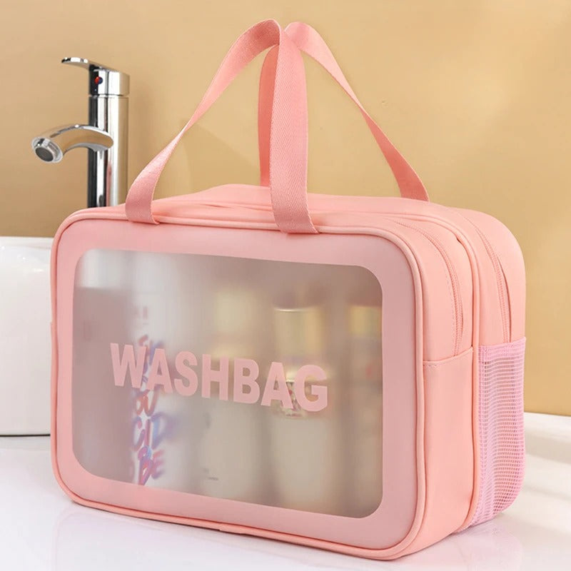 Trousse de Toilette Transparente Double Séparation Étanche