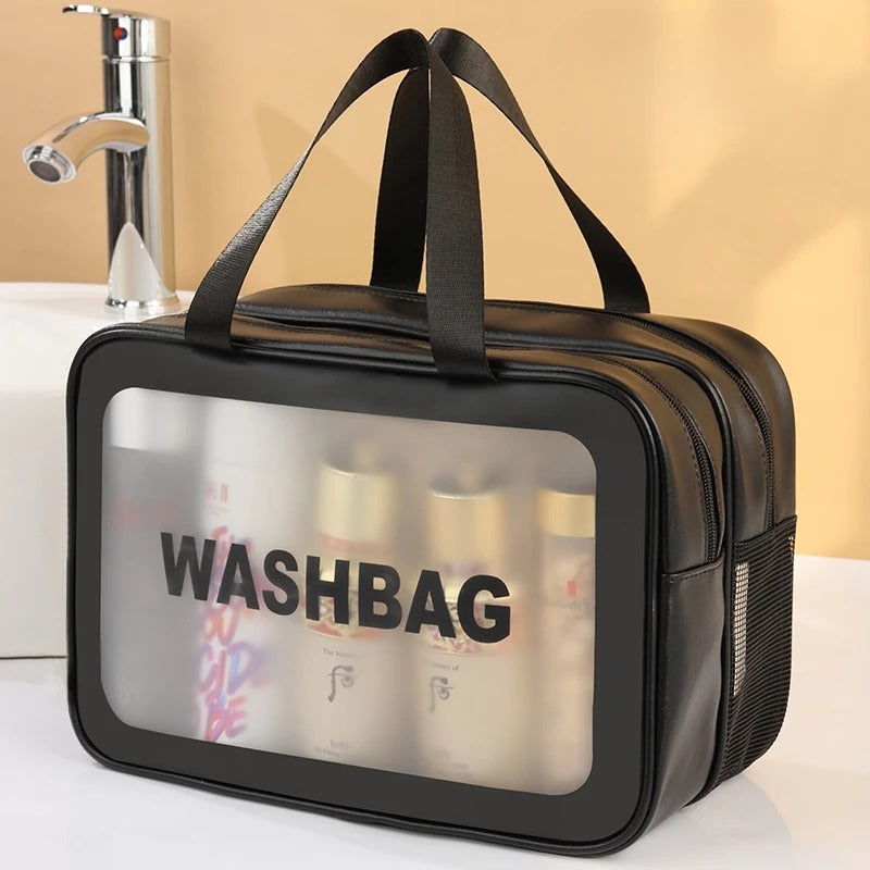Trousse de Toilette Transparente Double Séparation Étanche
