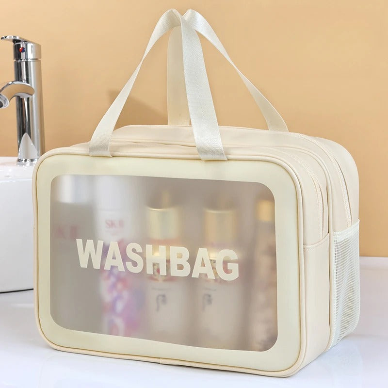 Trousse de Toilette Transparente Double Séparation Étanche