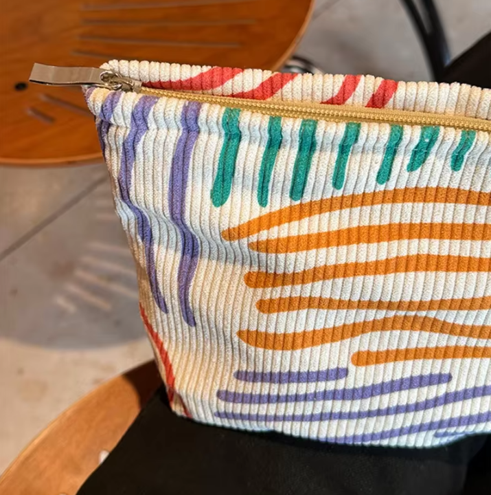 Trousse de Maquillage en Velours Côtelé