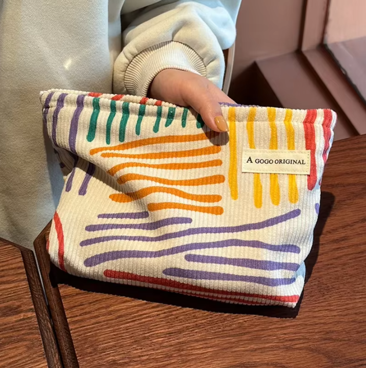 Trousse de Maquillage en Velours Côtelé