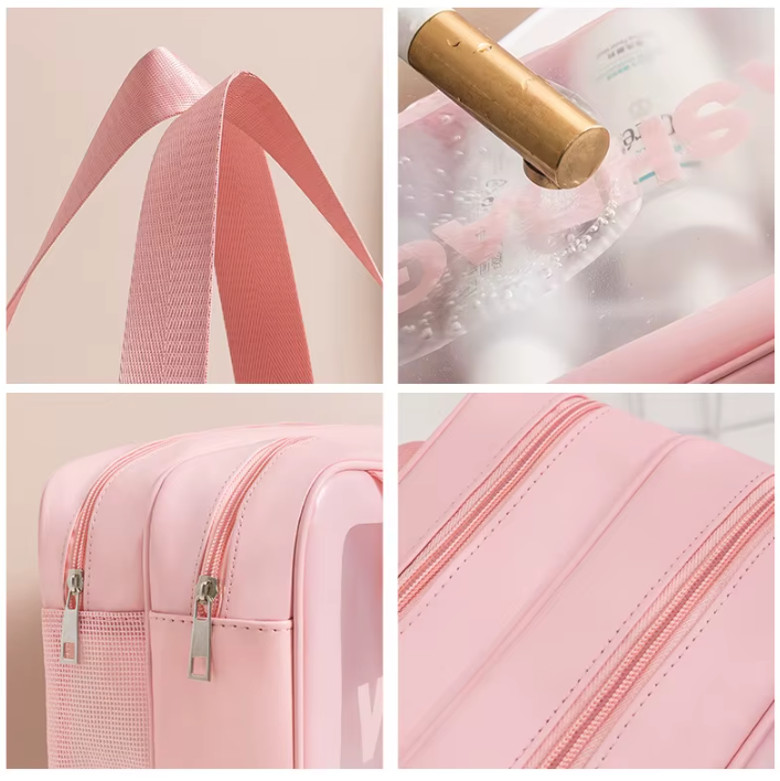 Trousse de Toilette Transparente Double Séparation Étanche