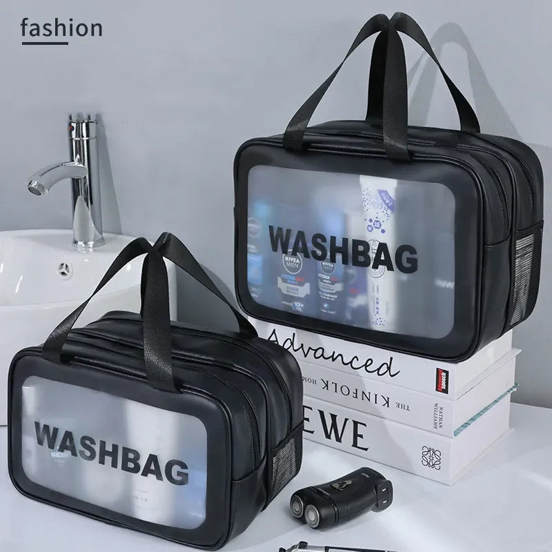 Trousse de Toilette Transparente Double Séparation Étanche