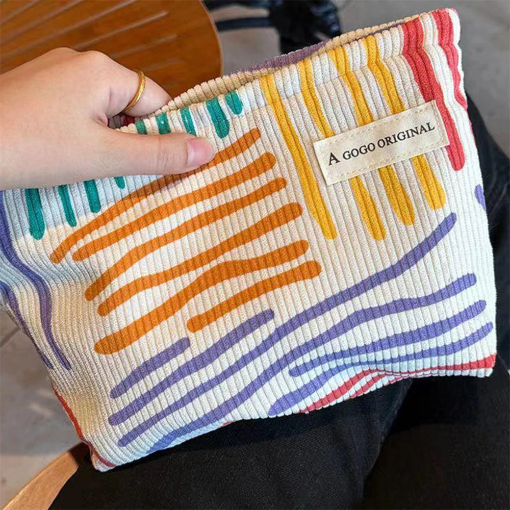 Trousse de Maquillage en Velours Côtelé