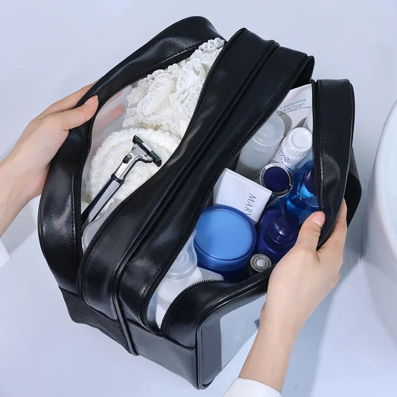 Trousse de Toilette Transparente Double Séparation Étanche