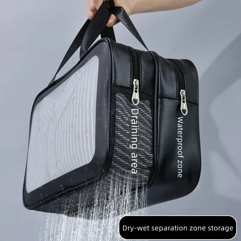 Trousse de Toilette Transparente Double Séparation Étanche