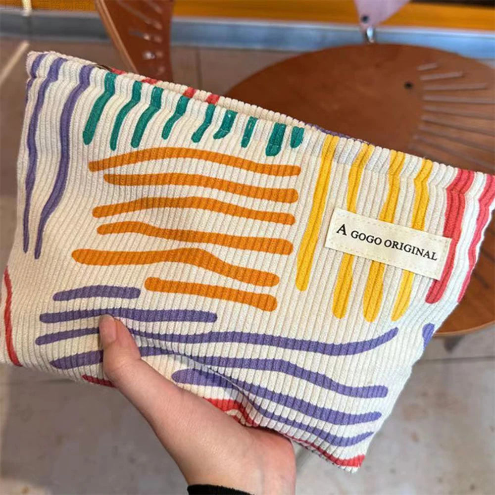 Trousse de Maquillage en Velours Côtelé