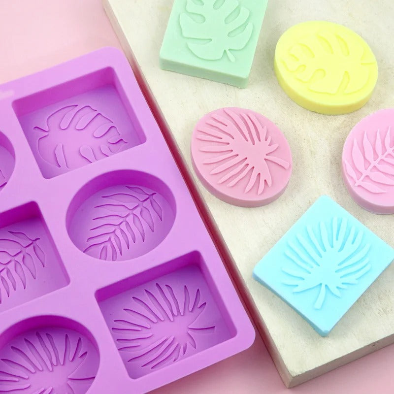 Moule à Savon 3D Silicone - Feuilles Élégantes & Formes Variées