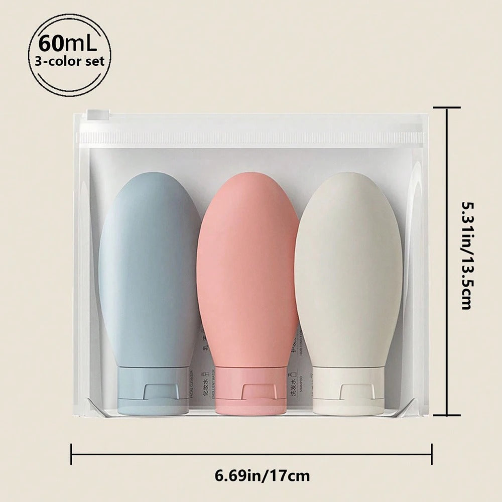 Flacons Souples de Voyage 60ml – Lot de 3 Rechargeables
