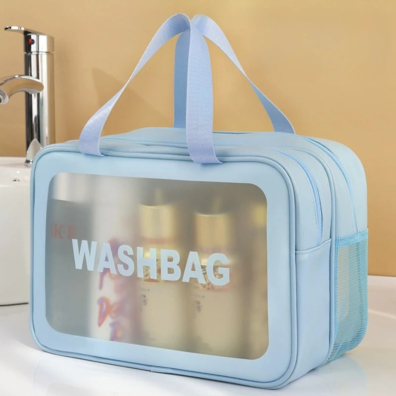 Trousse de Toilette Transparente Double Séparation Étanche