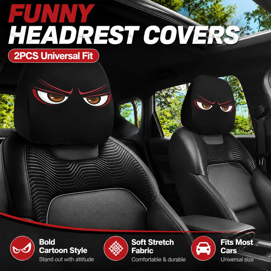 Cartoon Car Headrest Covers, 2-Piece Set