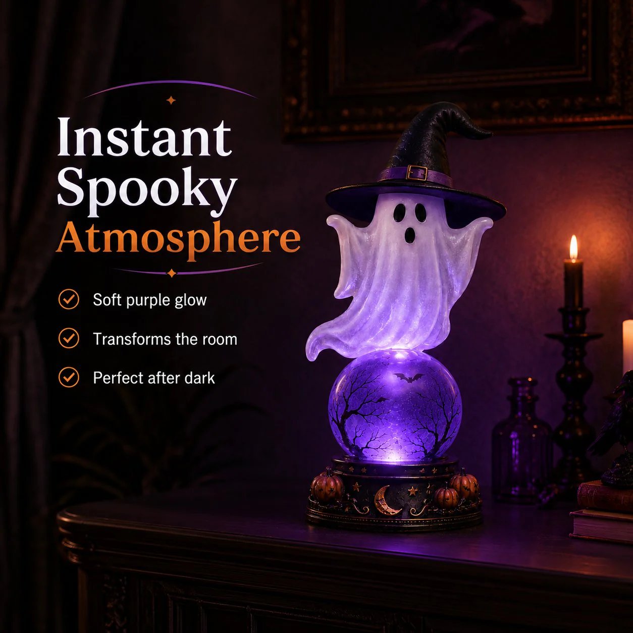 Halloween Raven Crystal Ball Light