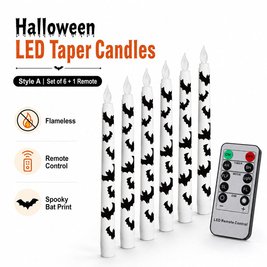 Spooky Bat Flameless Taper Candles