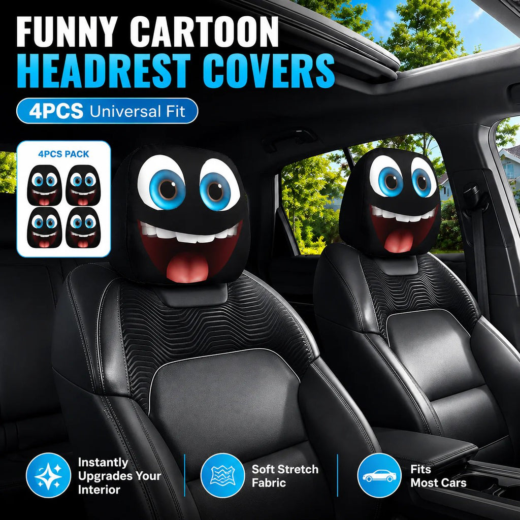 Cartoon Car Headrest Covers, 2-Piece Set