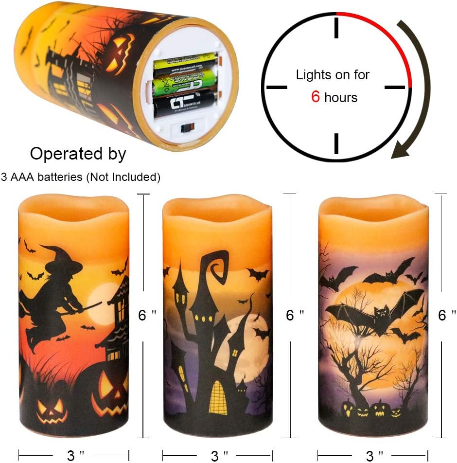 Halloween Flameless Flickering Candle Set