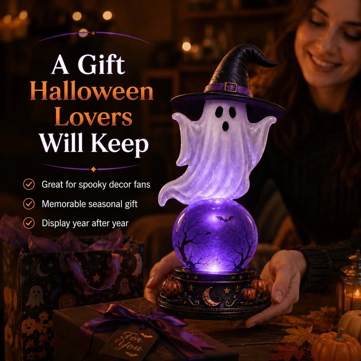 Halloween Raven Crystal Ball Light