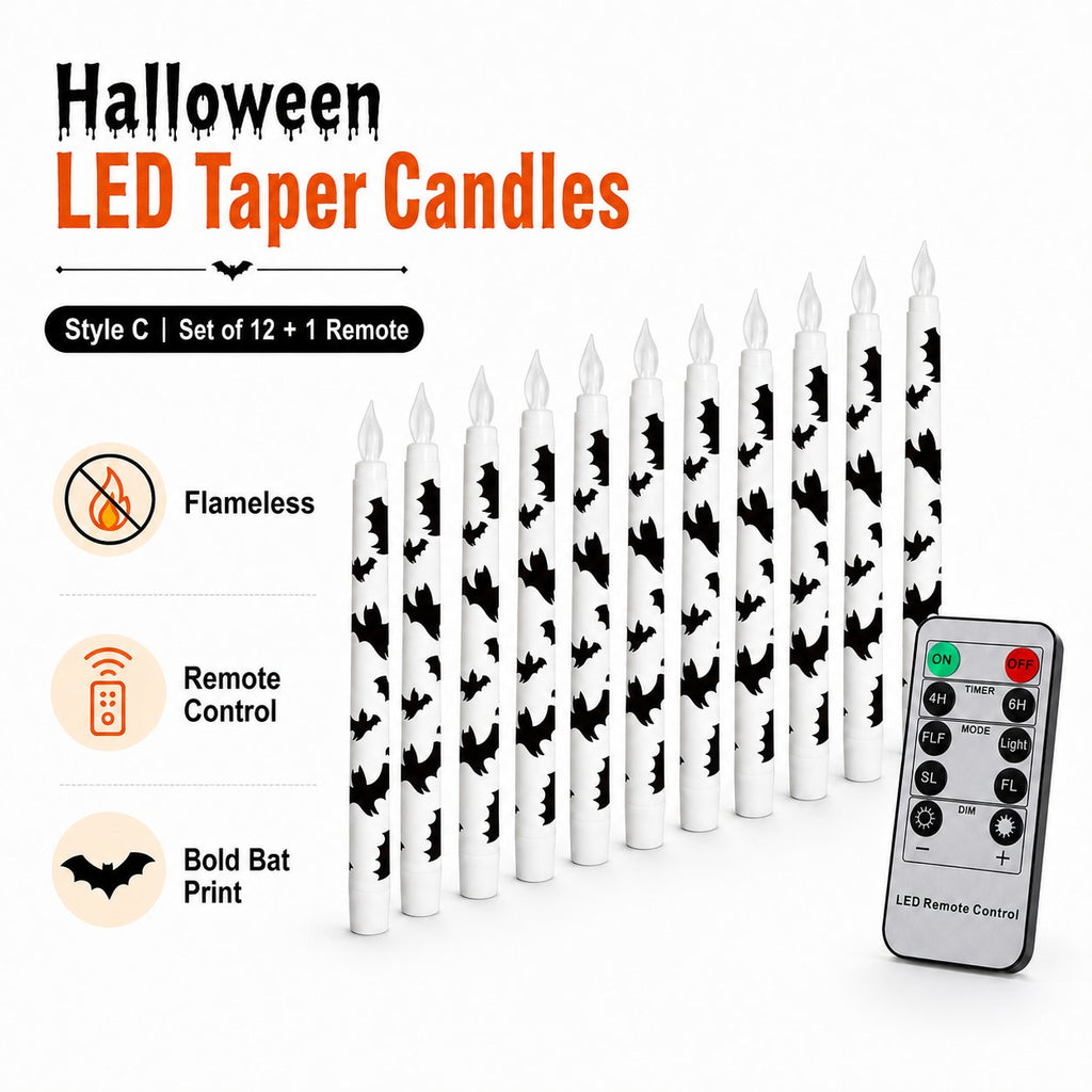Spooky Bat Flameless Taper Candles