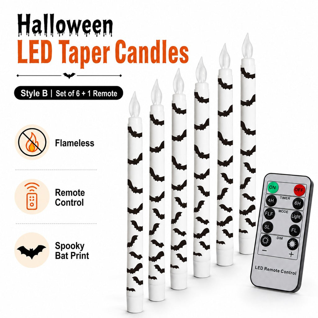 Spooky Bat Flameless Taper Candles
