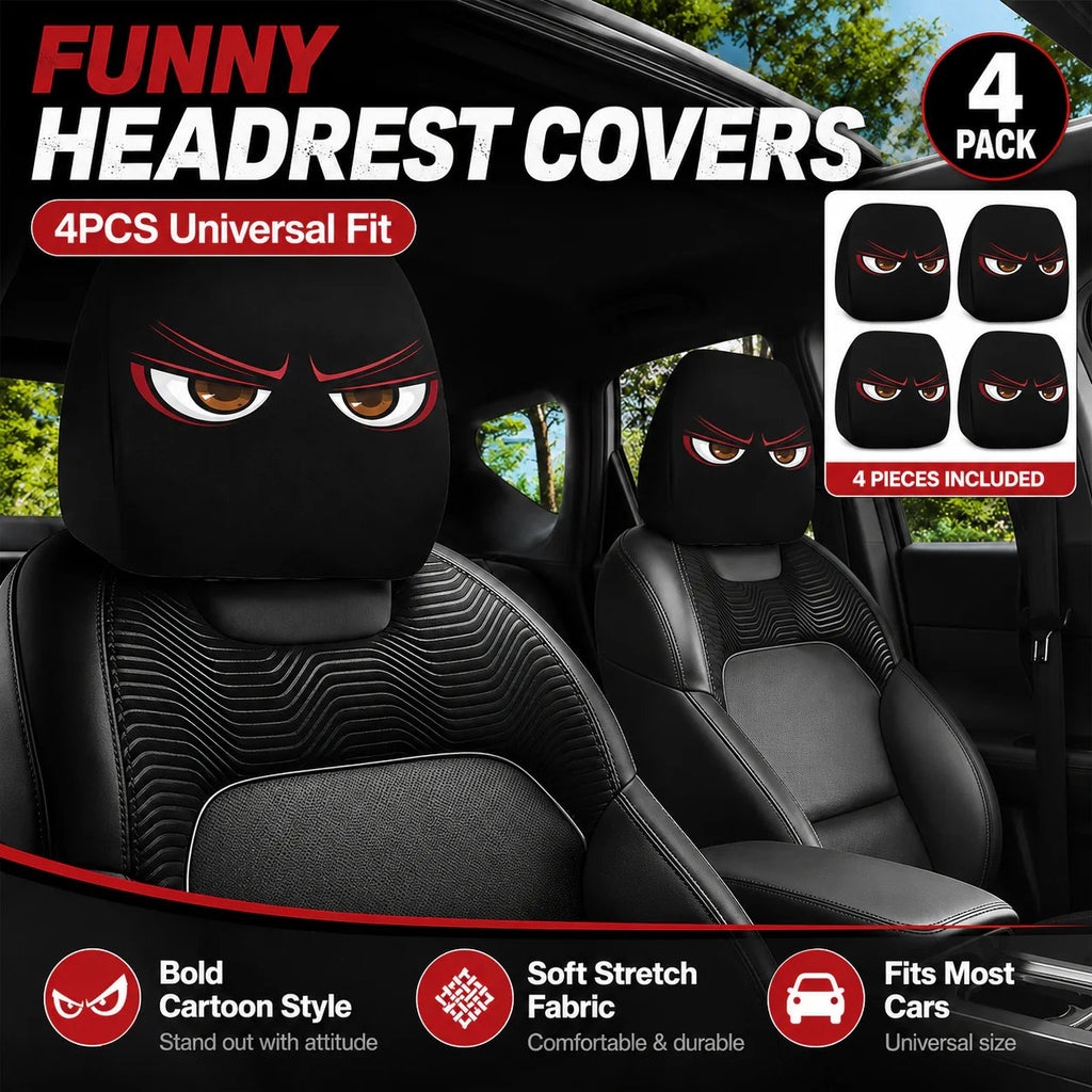 Cartoon Car Headrest Covers, 2-Piece Set