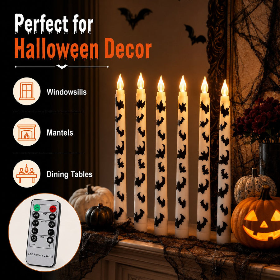 Spooky Bat Flameless Taper Candles