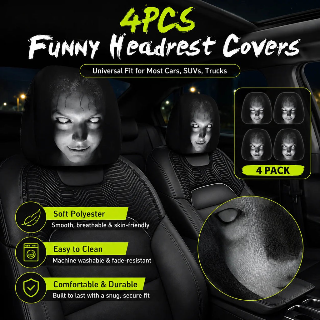 Cartoon Car Headrest Covers, 2-Piece Set