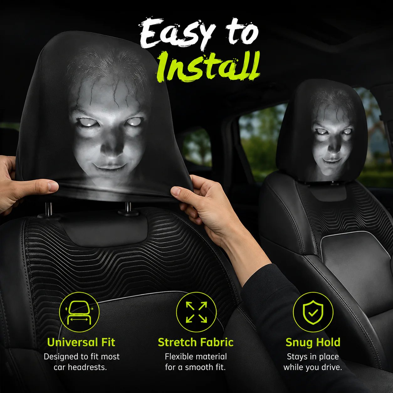 Cartoon Car Headrest Covers, 2-Piece Set