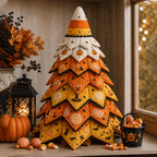 Quvella Candy Corn Halloween quilted fabric tree kit