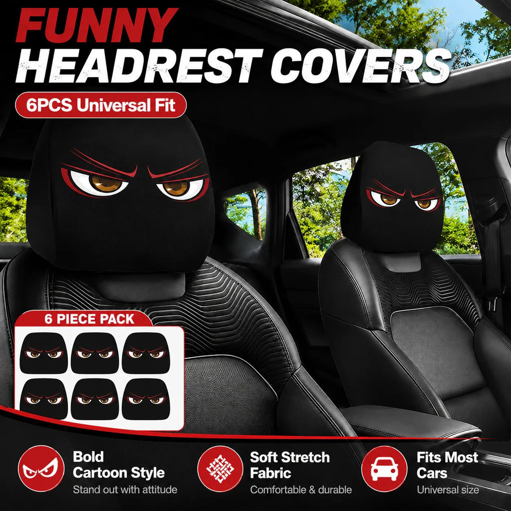 Cartoon Car Headrest Covers, 2-Piece Set