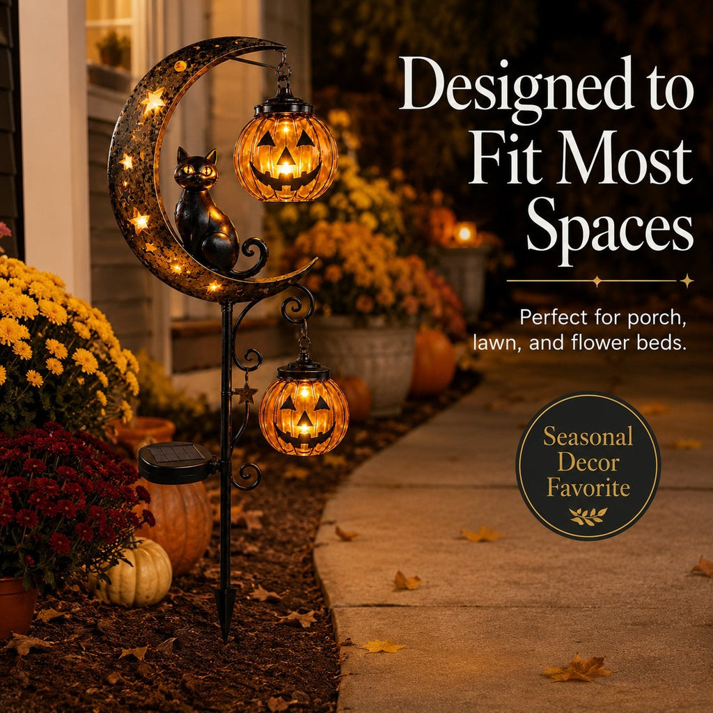 Pumpkin Moon Solar Garden Stake Light