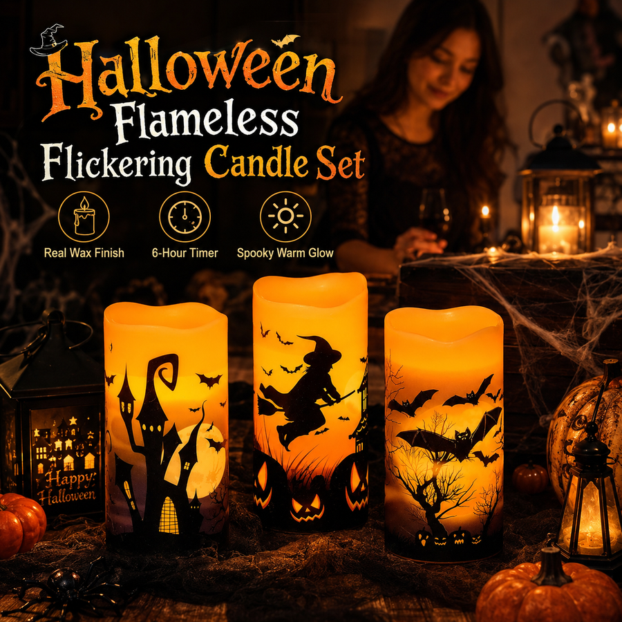 Halloween Flameless Flickering Candle Set