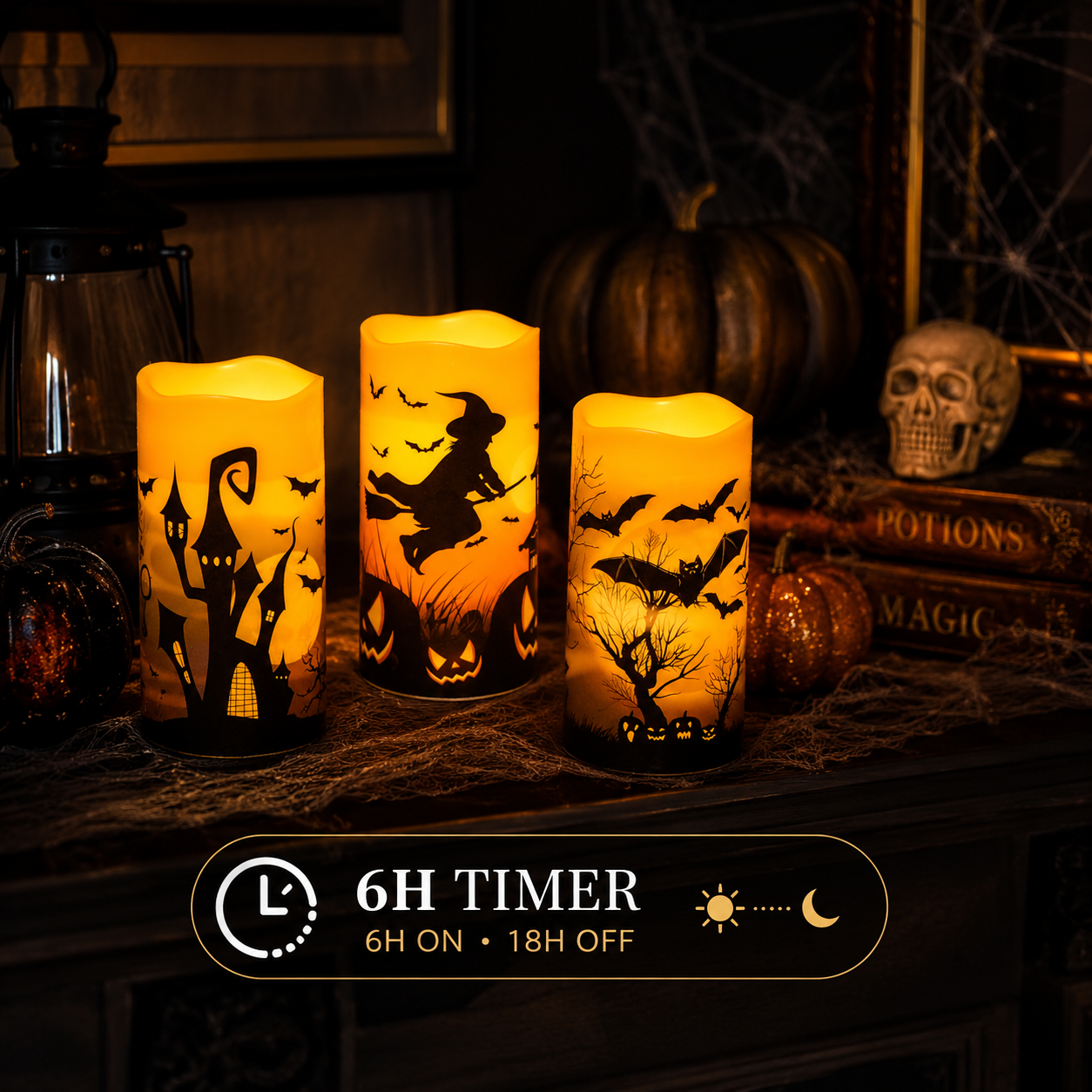 Halloween Flameless Flickering Candle Set