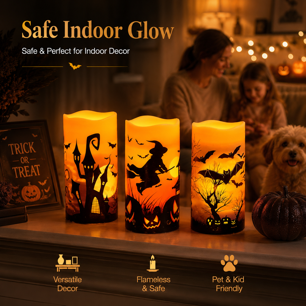 Halloween Flameless Flickering Candle Set
