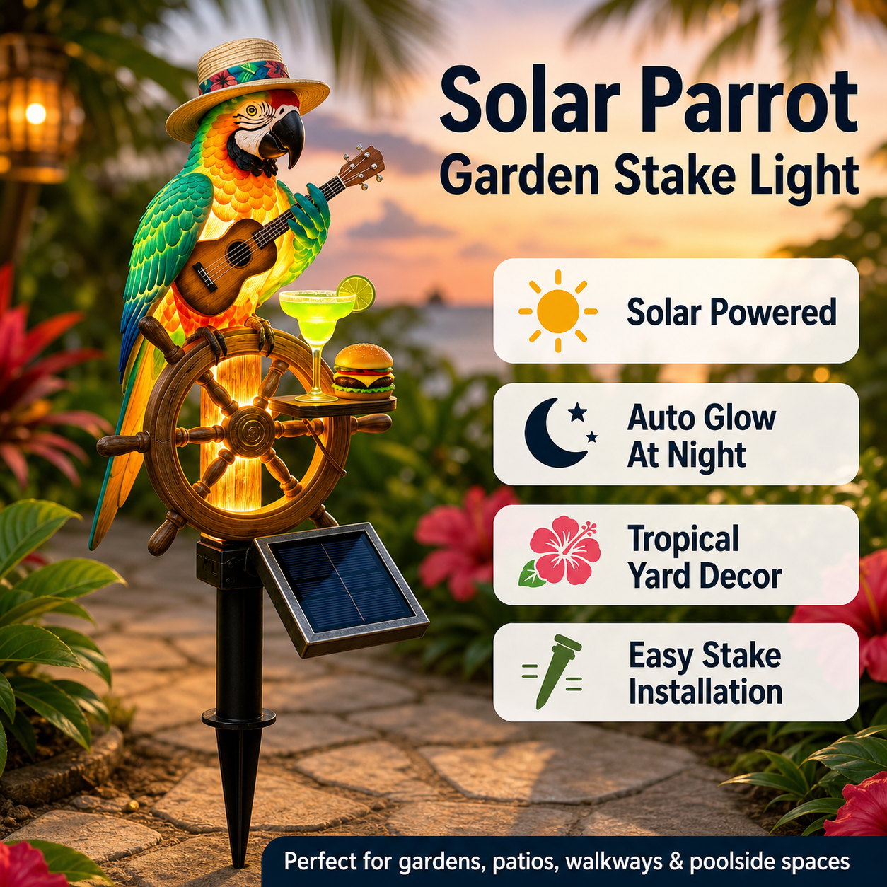 Solar Parrot Garden Welcome Light
