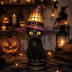 Gothic Stained Glass Black Cat Table Lamp