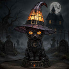 Gothic Stained Glass Black Cat Table Lamp