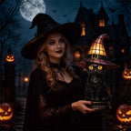 Gothic Stained Glass Black Cat Table Lamp