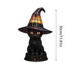 Gothic Stained Glass Black Cat Table Lamp