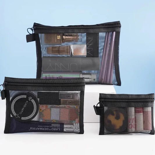 Pochettes Cosmétiques en Maille – Lot de 3 Trousses