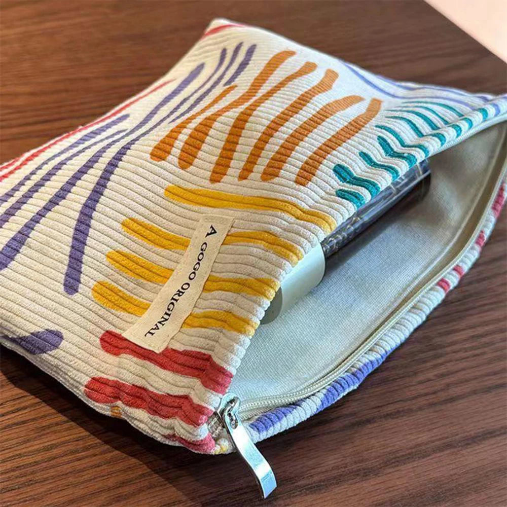 Trousse de Maquillage en Velours Côtelé