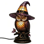 Gothic Stained Glass Black Cat Table Lamp