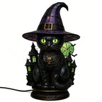Gothic Stained Glass Black Cat Table Lamp