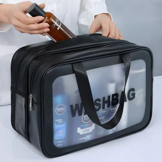 Trousse de Toilette Transparente Double Séparation Étanche