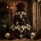 Quvella Skeleton Rose Halloween quilted fabric tree kit