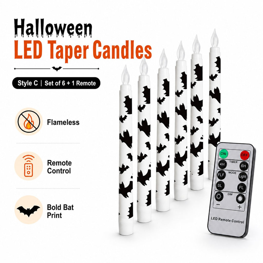 Spooky Bat Flameless Taper Candles