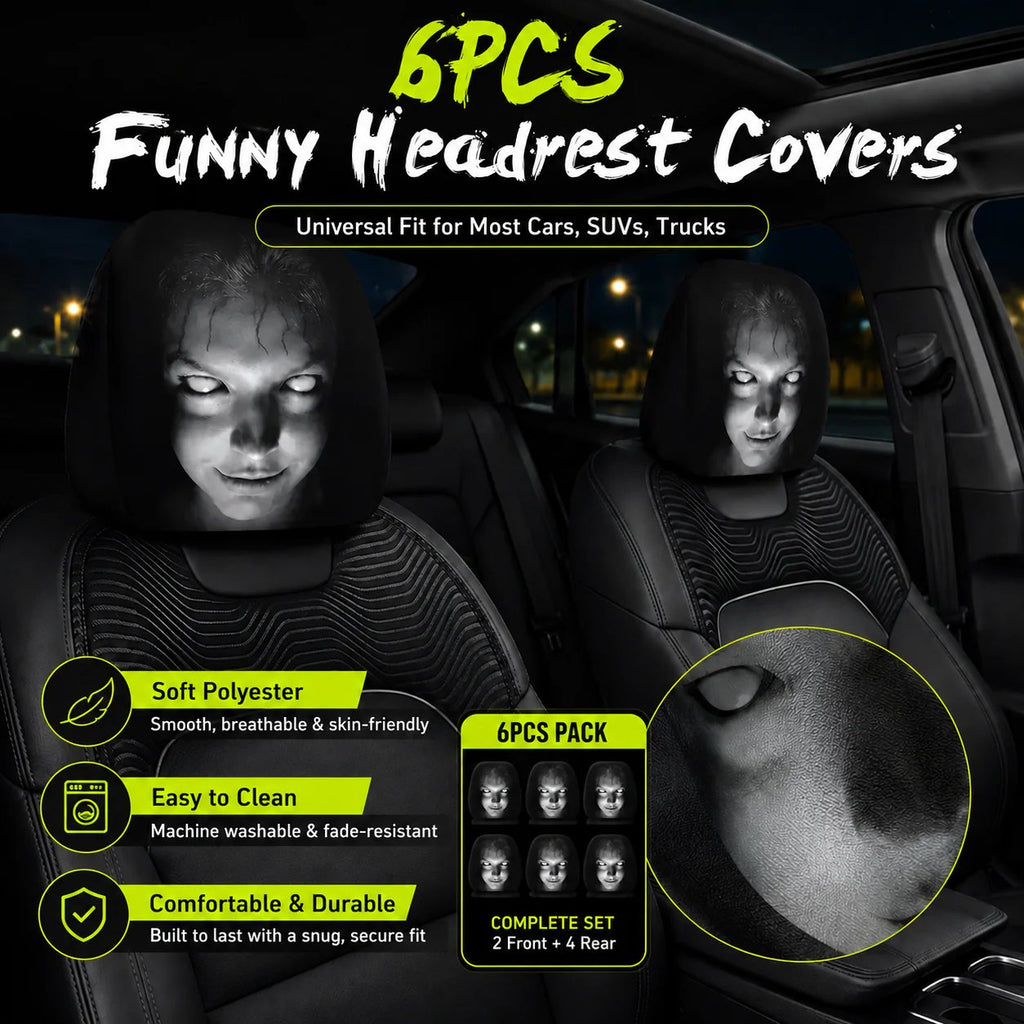 Cartoon Car Headrest Covers, 2-Piece Set
