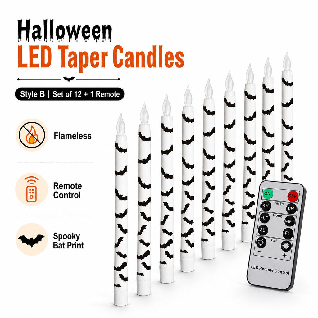 Spooky Bat Flameless Taper Candles