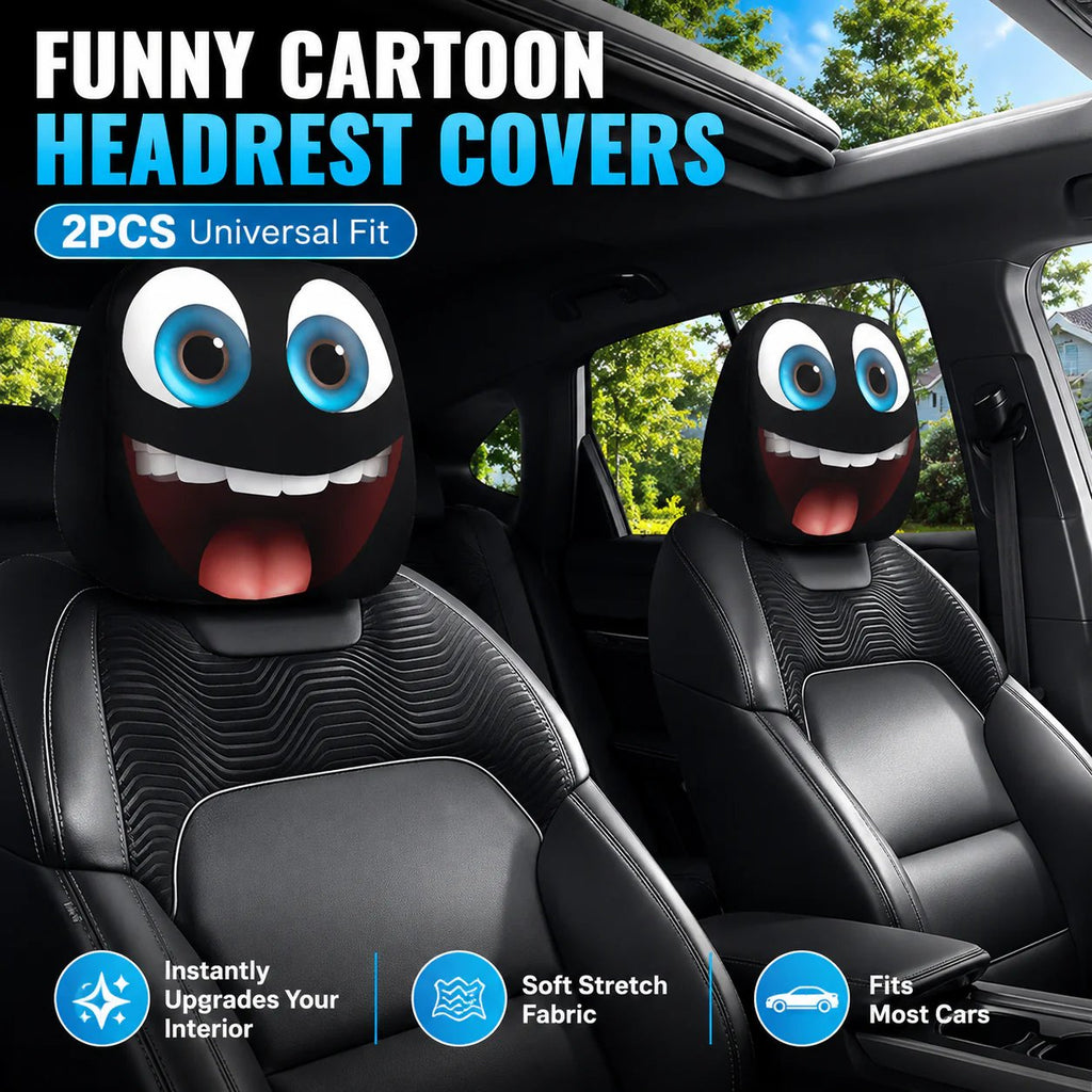 Cartoon Car Headrest Covers, 2-Piece Set