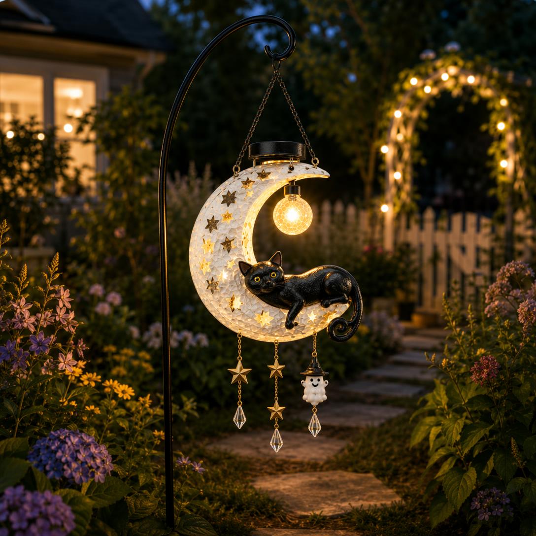 Black Cat Moon Solar Lantern