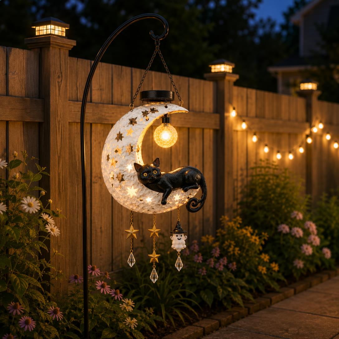 Black Cat Moon Solar Lantern