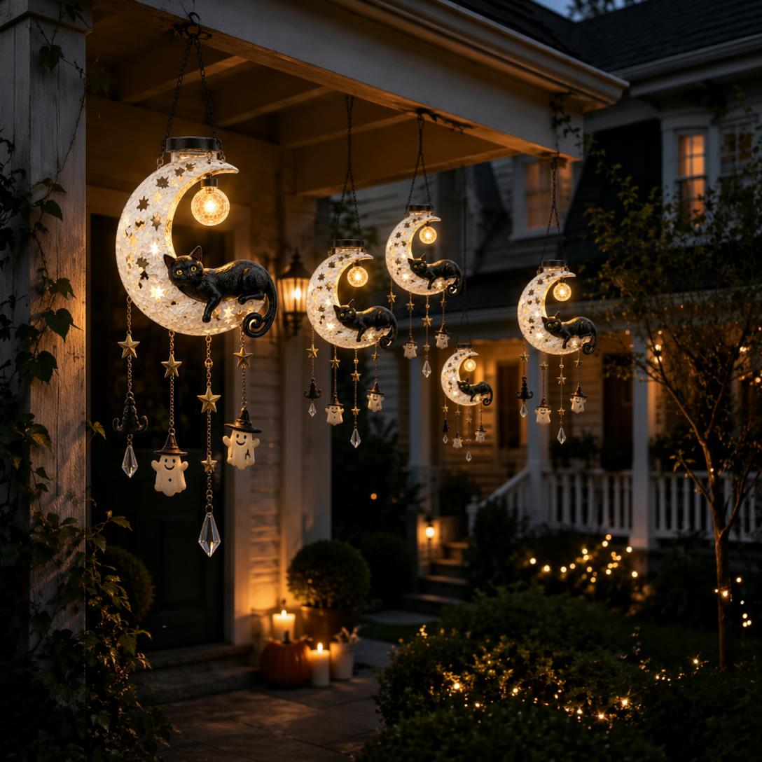 Black Cat Moon Solar Lantern